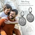 thumbnail image 7 of Jewmon Viking Valknut Earrings for Men Women Stainless Steel Goth Punk Hoop Earrings Amulet Jewelry, 7 of 7