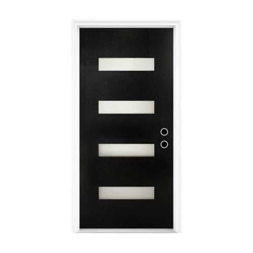 Taoruifang 36x80 Fiberglass Entry Door Frosted Glass Left Hand Inswing Black