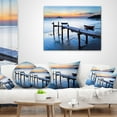 thumbnail image 4 of Designart Old Wooden Pier in Bright Sea - Seascape Throw Pillow - 12x20, 4 of 5