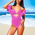 thumbnail image 5 of purcolt Womens One-Piece Swimsuit Mesh Ruffle Bathing Suit Slimming Tummy Control Beach Modest Swimwear, 5 of 6