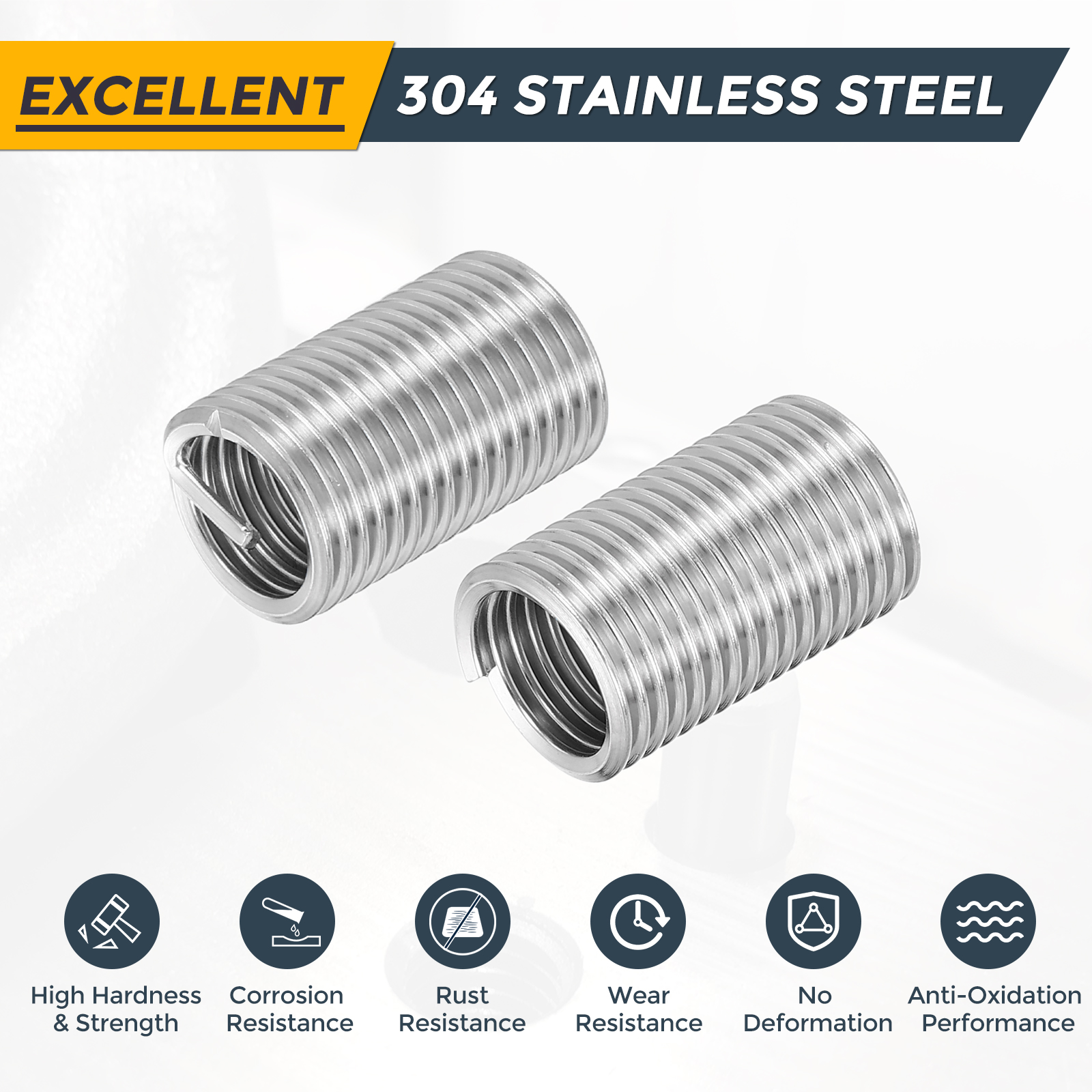 Uxcell 30pcs Wire Thread Inserts M12 x 1.75 x 3D Metric Helical Threaded Sleeve