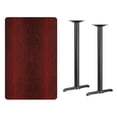 thumbnail image 2 of 30'' x 48'' Rectangular Natural Laminate Table Top with 5'' x 22'' Bar Height Table Bases - XU-NATTB-3048-T0522B-GG, 2 of 5
