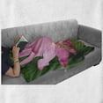 thumbnail image 6 of Pink Soft Flannel Fleece Throw Blanket, Flower Theme Nature Inspired Lotus Lily Blossom Romantic Digital, Cozy Plush for Indoor and Outdoor Use, 70" x 90", Pink and Fern Green, by Ambesonne, 6 of 6