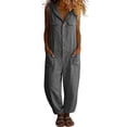 thumbnail image 3 of Dzrciro Jumpsuits for Women, Hooded Sleeveless Button Front Loose Romper with Multi Pockets, Lightweight Relaxed Fit Travel Daily Jumpsuit S-2XL, 3 of 8