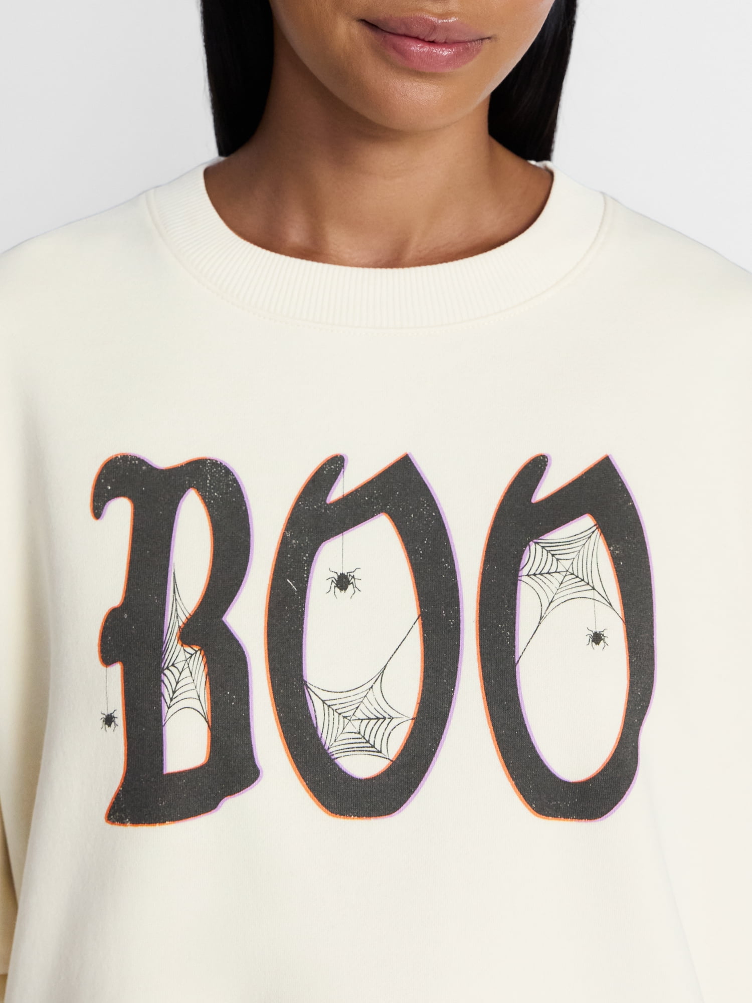 Women's Halloween Gothic Boo Graphic Fleece from Way to Celebrate, Sizes S-4X