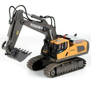 BJBSJSZ Remote Control Excavator Construction Toys for Boys, RC Excavator Toy with Metal Shovel and Light and Sounds, Excavator Toys for Boys Christmas Birthday Gift