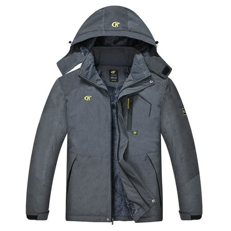 Tyhengta Men's Waterproof Ski Jacket Warm Winter Snow Coat Mountain Windbreaker Hooded Raincoat Cation Darkgray L