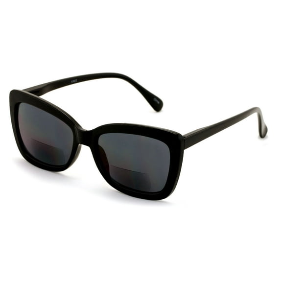 Oversize BIFOCAL Women Big Lens Butterfly Reading SunGlasses - Fun Cateye Outdoor Readers - Black Tortoise Tinted Bifocals