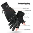 thumbnail image 4 of Joernso 1 Pair Wear resistant Cycling Gloves Warm Fleece Zipper Dual 2 cut Fingers Gloves for Outdoor, 4 of 8