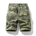 thumbnail image 3 of Men's Camo Print 5-Inch Work Shorts, Retro Washed Multi-Pocket Tactical Cargo Shorts for Outdoor & Casual Use ,Khaki XL, 3 of 4