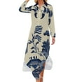 thumbnail image 2 of Blue Willow Pattern Long Sleeved Shirt Dress summer dress summer women's dress dresses women summer Evening dresses, 2 of 7