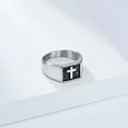 thumbnail image 3 of PAMTIER Men's and Women's Stainless Steel Classic Simple Devotion Square Stamp Cross Ring Silver Size 8, 3 of 6