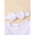thumbnail image 4 of Newborn Baby Girls Outfit, Long Sleeve Crew Neck Bow A-line Romper Dress with Headband, 4 of 9