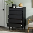 thumbnail image 3 of Walker Edison Mid-Century Modern 6-Drawer Wood Dresser, Solid Black, 3 of 23