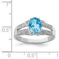 thumbnail image 2 of Primal Silver Sterling Silver Rhodium Light Swiss Blue Topaz and Diamond Ring, 2 of 4