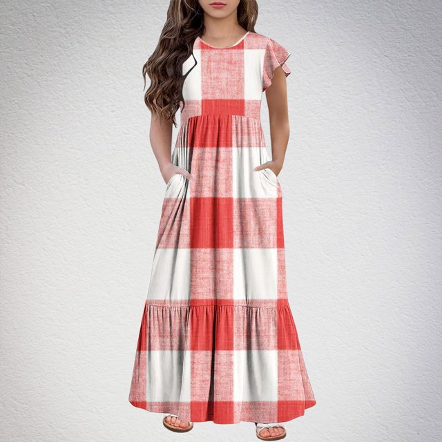 LOVZFMLL Robe Sans Manches à la Mode pour Enfants Robe d'Été Décontractée à Col Rond pour Filles