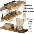 thumbnail image 3 of 16" Wall-Mounted Floating Shelves W/Invisible Brackets, Home Decor Set of 2 Natural Burnt Wood Storage Shelf for Livingroom Kitchen Bedroom, Bathroom Shelves Over The Toilet, 3 of 5