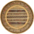 thumbnail image 1 of Unique Loom Tapis de Zone de Conception Tribale Fars 6' x 6' Rond Tan/bleu Marine, 1 of 2