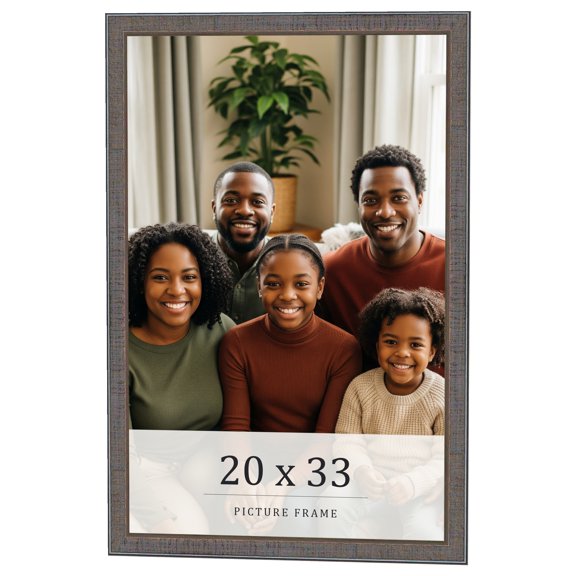 20x33 Frame Blue Kingsley Pewter Solid Wood Picture Frame Width 0.75 Inches |Interior Depth 0.5