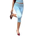 thumbnail image 2 of Evdexr Womens Capri Leggings Low Rise Yoga Cropped Trousers Polka Dots Knee Length Trendy Slacks Casual 2026 Soft Pants with Pockets Sky Blue L, 2 of 10