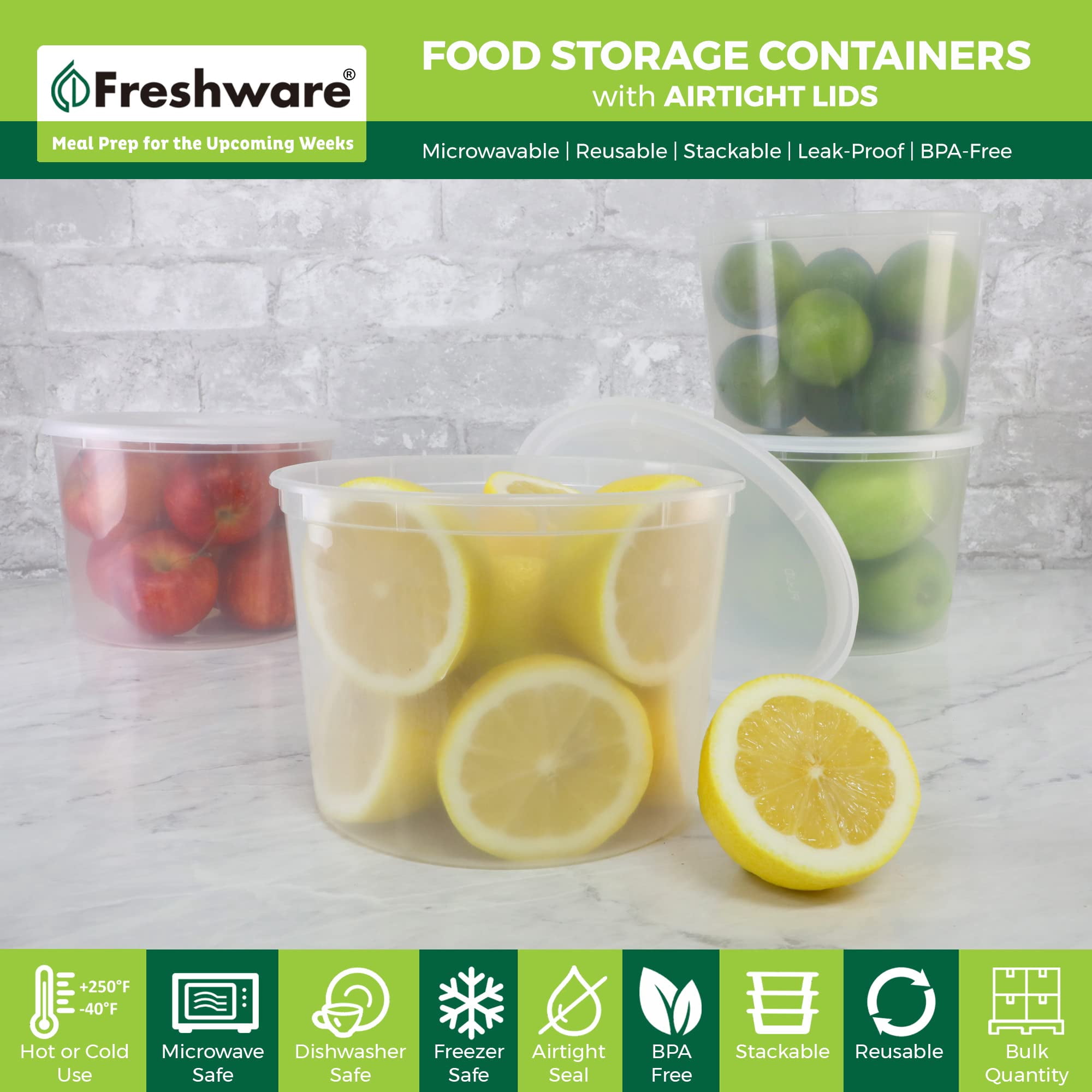 Freshware Plastic Deli Containers AIF9, 12-Set, 32 oz and 64 oz