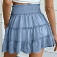 thumbnail image 2 of QHFBli Womens High Waist Ruffle Flowy Mini Skirts Stretchy Waist Solid Lined Layered Pleated Casual Beach Short Skirt, 2 of 6