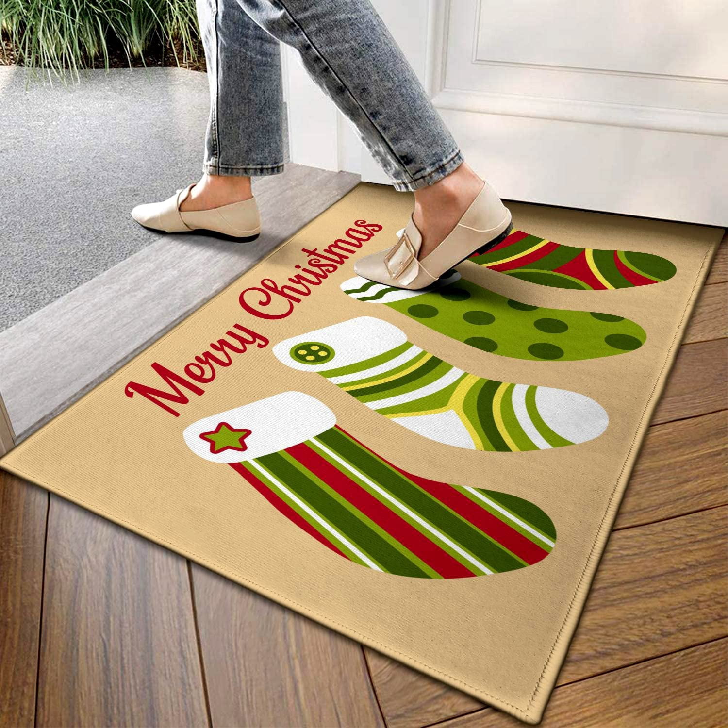 Christmas Door Mat Christmas Rug Christmas Decorations Christmas Socks Doormat Christmas Welcome Mat Indoor Winter Door Mat Outdoor 30"x17"