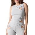 thumbnail image 7 of Ahabrexf Mesh Tops for Women,Solid Color Lace-Up Bodycon Top with Decorative Heart Cutout Detail, 7 of 7