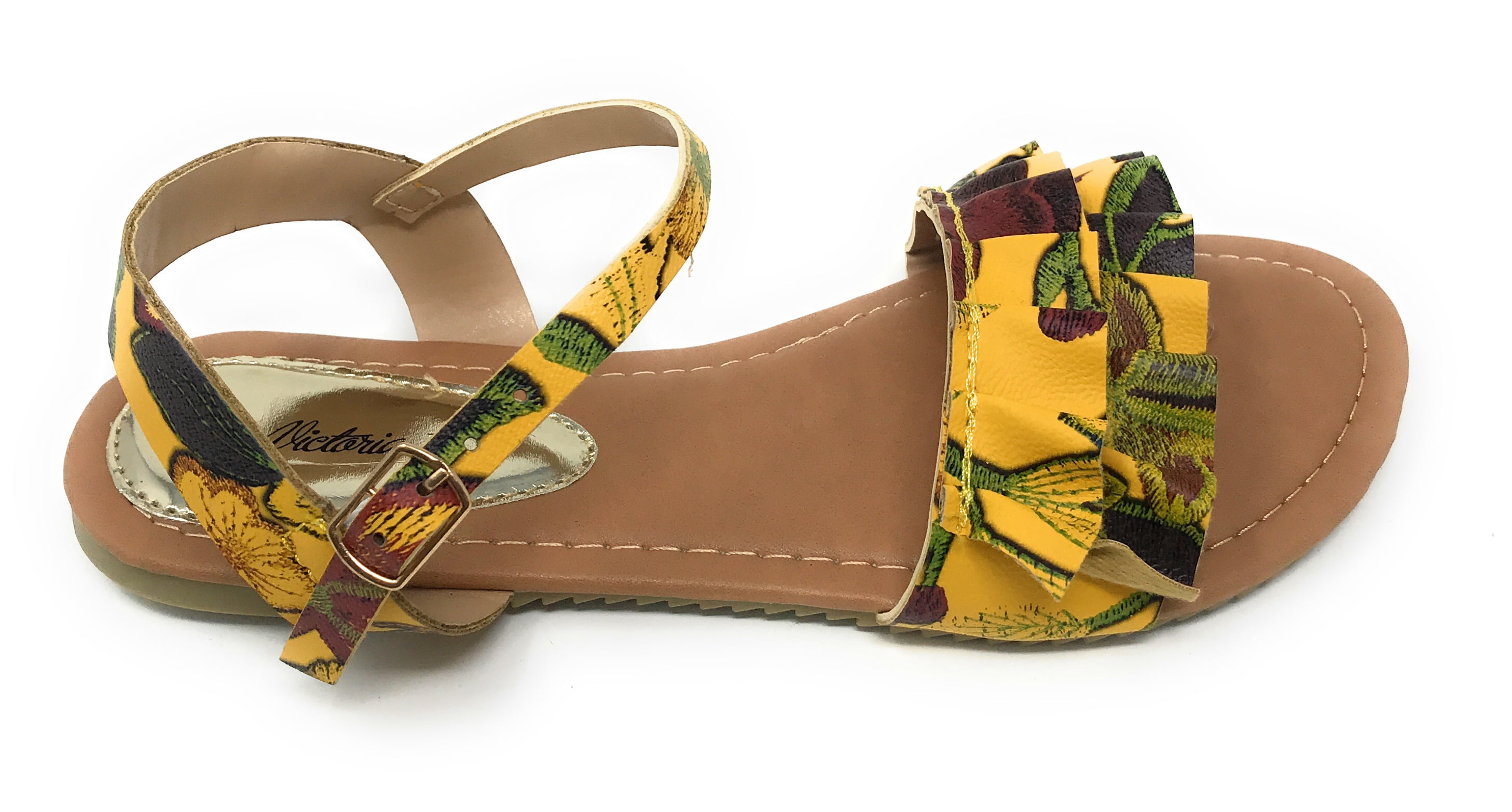 Victoria K Women's Printed Floral Ruffels Sandals