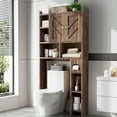 thumbnail image 6 of Walsunny Over the Toilet Storage Cabinets with Doors Side Shelves Toilet Paper Holder Stand Organizer Shelf Rack Space Saver above behind Toilet Freestanding for Bathroom Restroom Laundry Walnut, 6 of 7