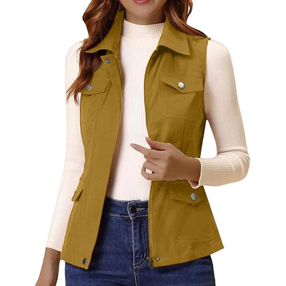 Sleeveless Utility Vest for Women Cargo Pockets Travel Outdoor Casual
