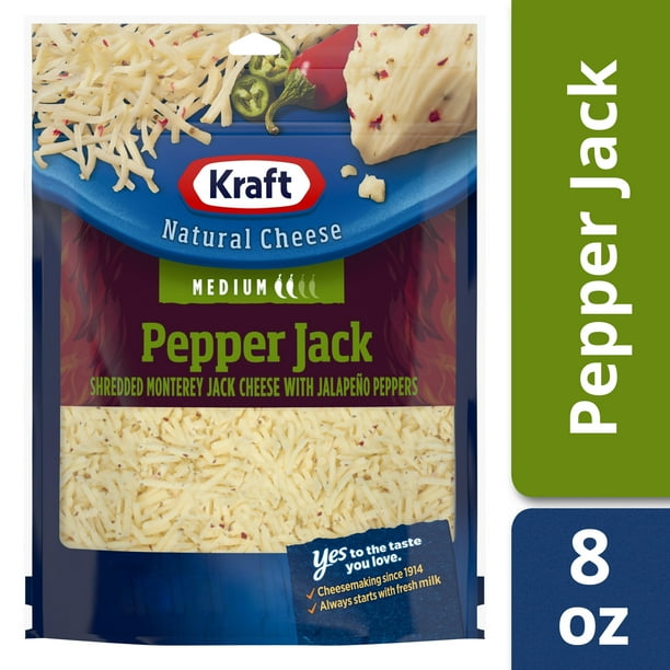 Kraft Shredded Pepper Jack Cheese, 8 oz Bag - Walmart.com - Walmart.com