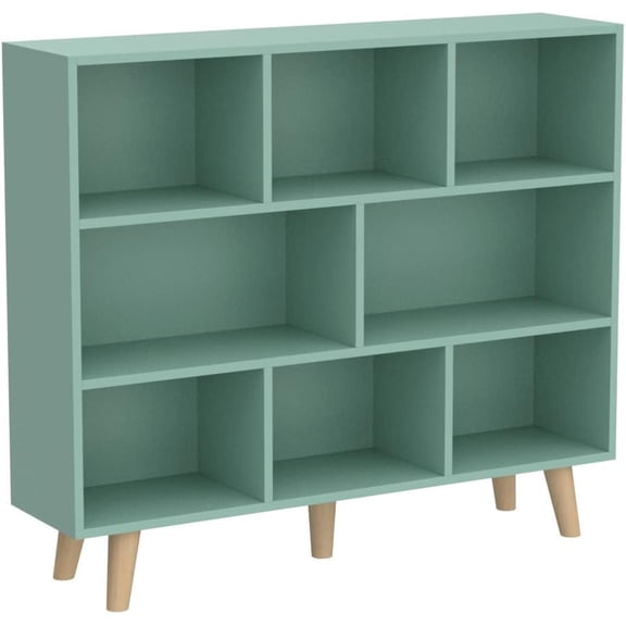 Wooden Open Shelf Bookcase Display Cabinet Rack with Legs, Cubes Free Standing Bookshelf