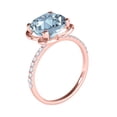 thumbnail image 3 of Mauli Jewels Rings for Women 2.35 Carat.Twt Cushion Shape Aquamarine Diamond Ring 4 Prong 10K Rose Gold, 3 of 7