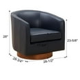 thumbnail image 4 of Pemberly Row Midnight Blue Top Grain Leather Wood Base Swivel Barrel Chair, 4 of 9