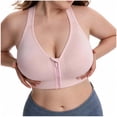 thumbnail image 2 of WAGUTH Plus Size Front Zip Sports Bra for Women Racerback Medium Support Seamless Workout Yoga Bralette,Pink,3XL, 2 of 5