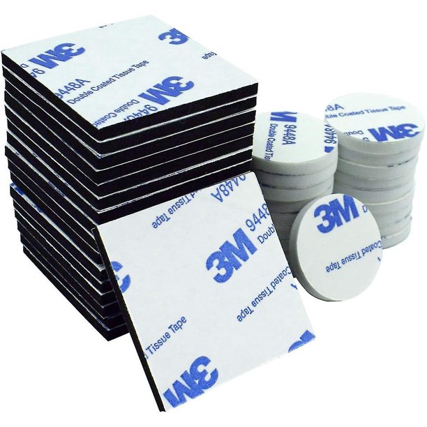 Almohadillas de espuma de doble cara, 50 Uds. Almohadillas de espuma adhesivas dobles cinta de montaje fuerte, cuadrada y redonda, blanco y negro