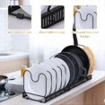 thumbnail image 2 of Multifunctional retractable desktop kitchen rack iron pot lid storage rack multi-layer adjustable pot lid rack black, 2 of 5