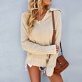 thumbnail image 4 of Lilgiuy Women's Solid Loose V-Neck Long Sleeve Pullover,Khaki,10(XL) Fall Fashion 2022 Spring Winter, 4 of 5