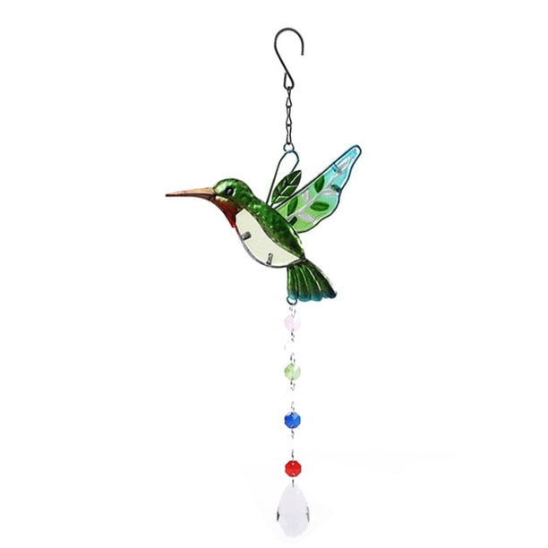 Colibrí Carillón de viento Colgante de cristal Rainbow Sun Catcher Iluminación Jardín Decoración de jardín Araña Accesorios de cristal Memorial Day Gi Vhermosa CPB-US-DYP11-1