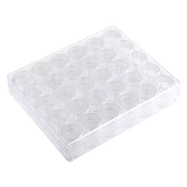 Inteprter Caja de almacenamiento de diamantes de imitación para uñas, joyas, cuentas de lentejuelas, organizador transparente con purpurina, Artesanía