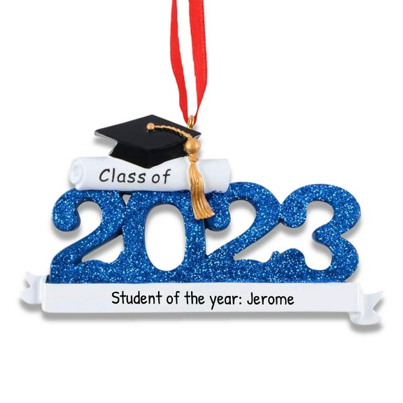 Personalized Graduation Ornament 2023 - Senior Year Class of 2023 Blue Graduate Christmas Ornament