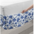 thumbnail image 2 of Floral Bed Skirt, Repeated Pattern Japanese Lotus Flowers Depiction in Vintage Style Art, Elastic Bedskirt Dust Ruffle Wrap Around for Bedding Decor, 4 Sizes, White and Ceil Blue, by Ambesonne, 2 of 2