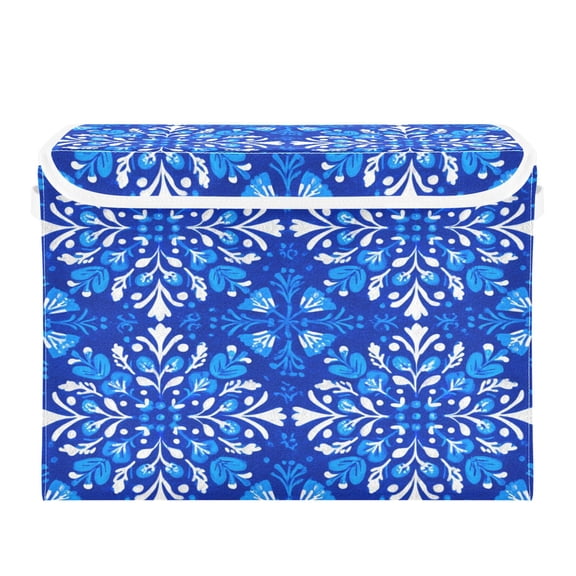 Storage Box With Lid 16.5x12.6x11.8In Foldable Stacked Household Storage Box Blue Beautiful
