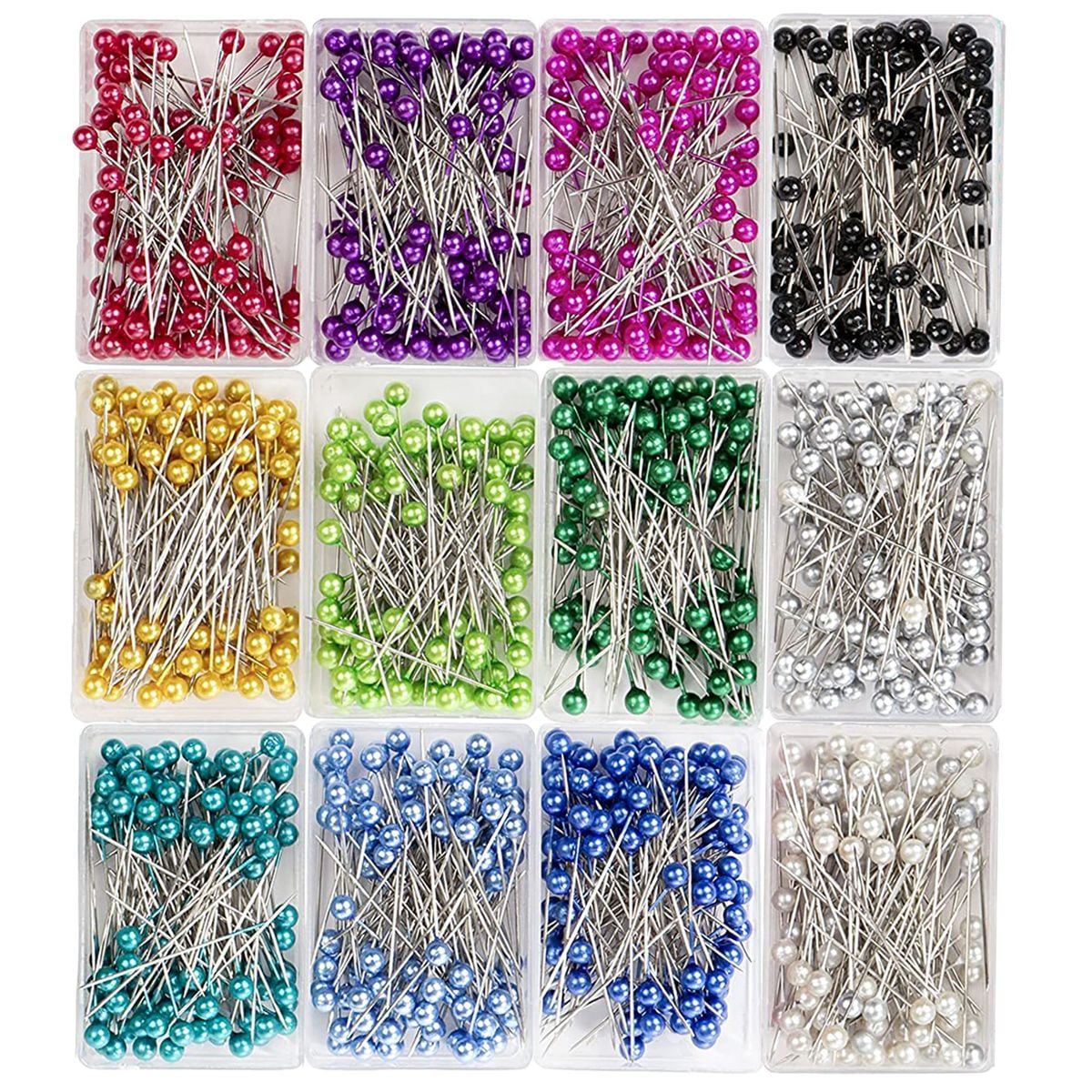 Straight Pins with Colored Ball Glass Heads Long 500PCS Sewing Pins for Fabric 