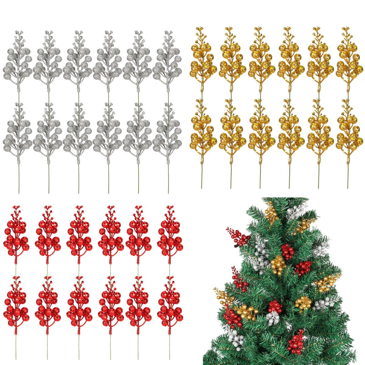 Luxtrada 12 Pcs 7.9 Inch Artificial Christmas Tree Picks Decoration and
