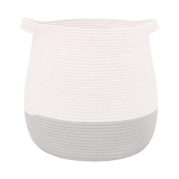 Cesta tejida para juguetes, asa cómoda, resistente, organizador de almacenamiento para ropa sucia, para cocina, hogar, baño, lavandería, dormitorio Gris