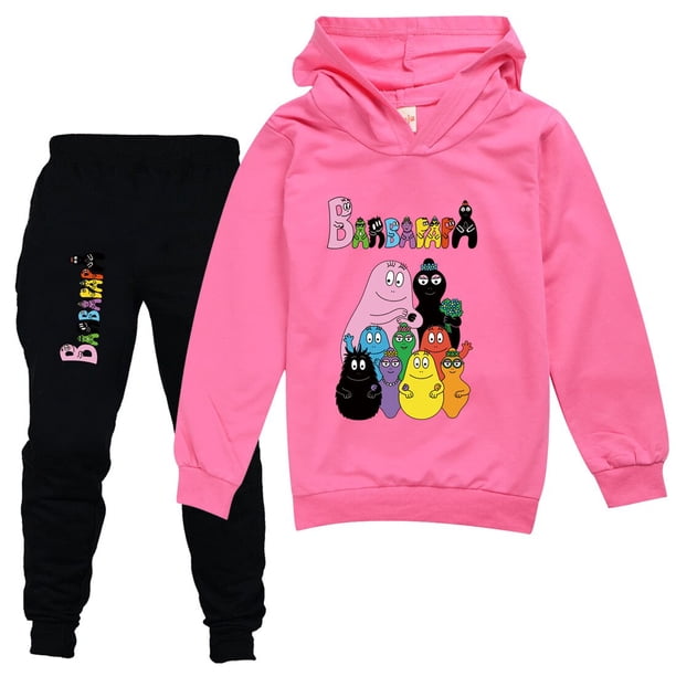 Chándales casuales de manga larga para niños, suéter divertido, sudaderas con capucha para niños y niñas, conjuntos de ropa PVD + FJJ Barbapapa zhangmenya LED
