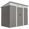 thumbnail image 1 of Outsunny 7' x 4' Metal Outdoor Storage Shed w/ Sliding Doors Light Grey, 1 of 10