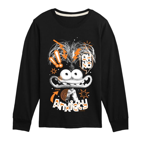 Inside Out - Doodle Portrait Anxiety - Youth Boys Long Sleeve Graphic T-Shirt